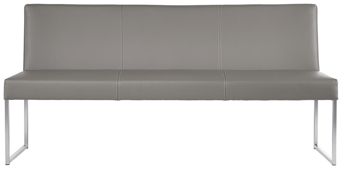 SITZBANK 180/86/47 cm Echtleder Edelstahlfarben, Hellgrau Metall  - Edelstahlfarben/Hellgrau, Design, Leder/Metall (180/86/47cm) - Musterring