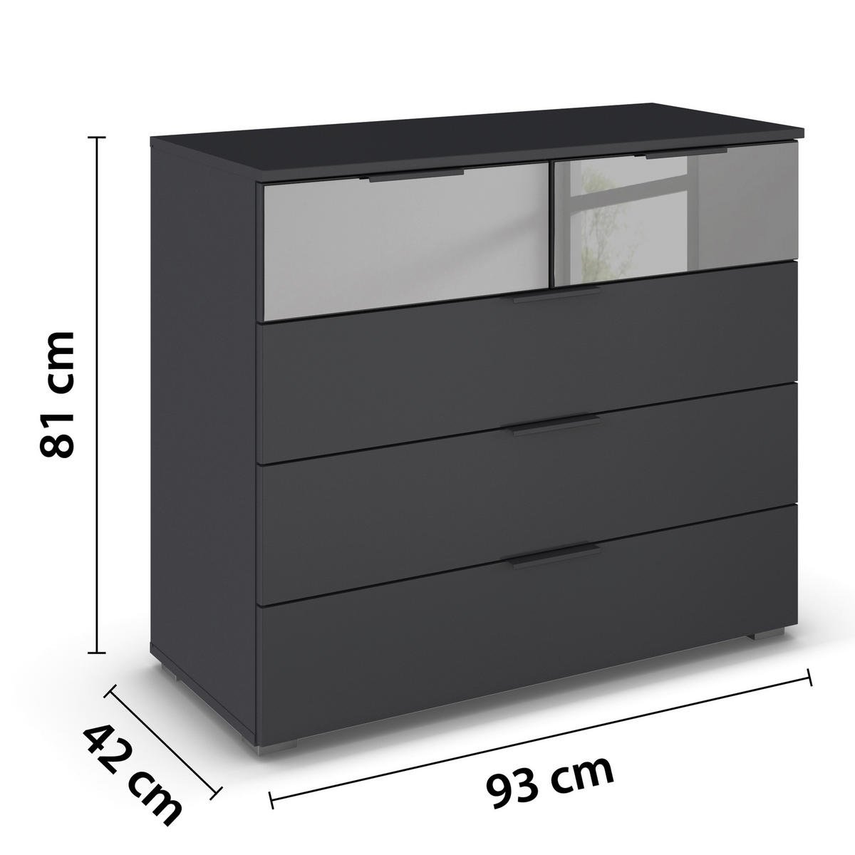 KOMMODE 93/81/42 cm  in  - Alufarben, Modern, Glas/Holzwerkstoff (93/81/42cm) - Rauch Möbel