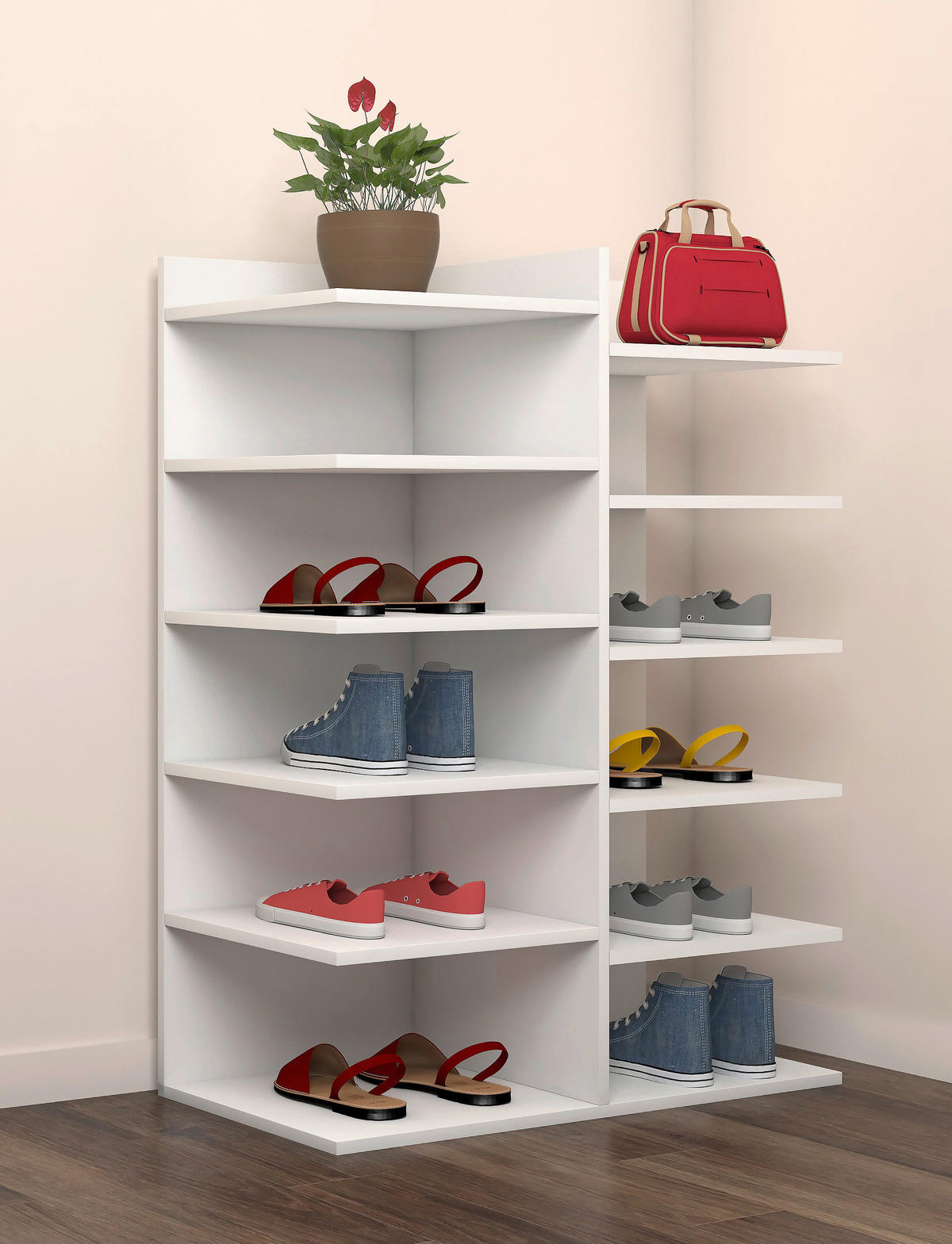 SCHUHREGAL 60/80/30 cm  - Weiss, Basics, Holzwerkstoff (60/80/30cm) - MID.YOU