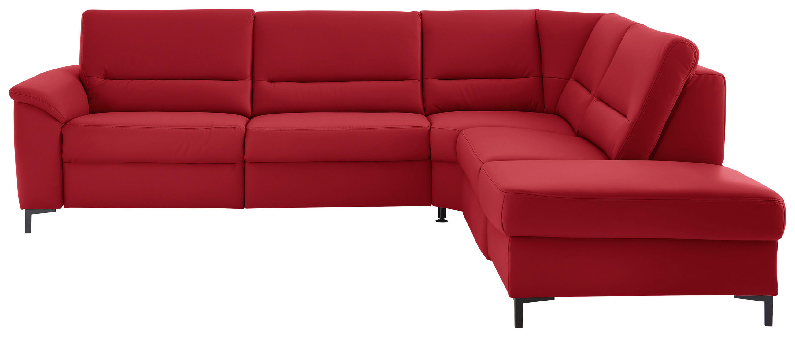 ECKSOFA  in Echtleder Rot  290/249 cm  - Rot/Schwarz, KONVENTIONELL, Leder/Metall (290/249cm) - Beldomo Premium
