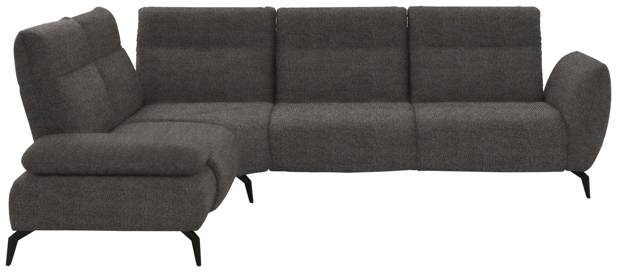 ECKSOFA in Webstoff Taupe  223/290 cm  - Taupe/Schwarz, Design, Textil/Metall (223/290cm) - Moderano
