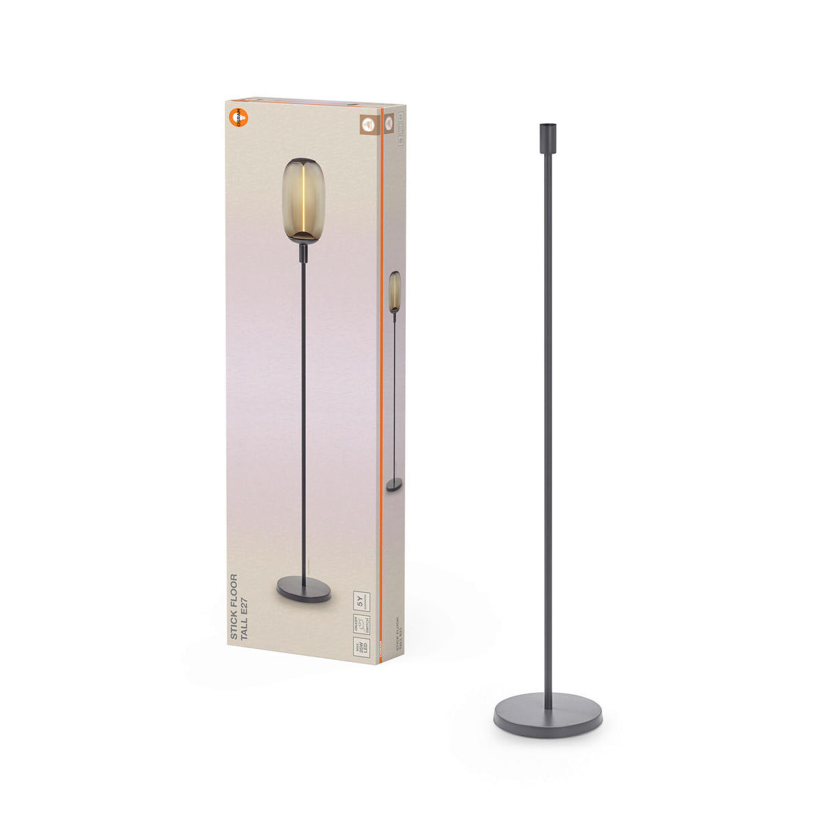 STEHLEUCHTE 26/146 cm    - Dunkelgrau, Basics, Metall (26/146cm) - Osram