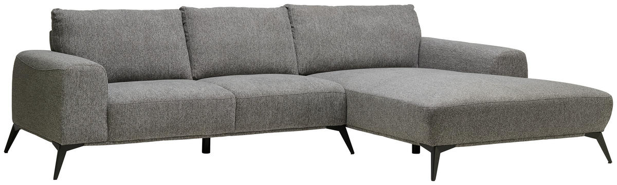 ECKSOFA Grau Webstoff  - Schwarz/Grau, Design, Textil/Metall (298/187cm) - Stylife