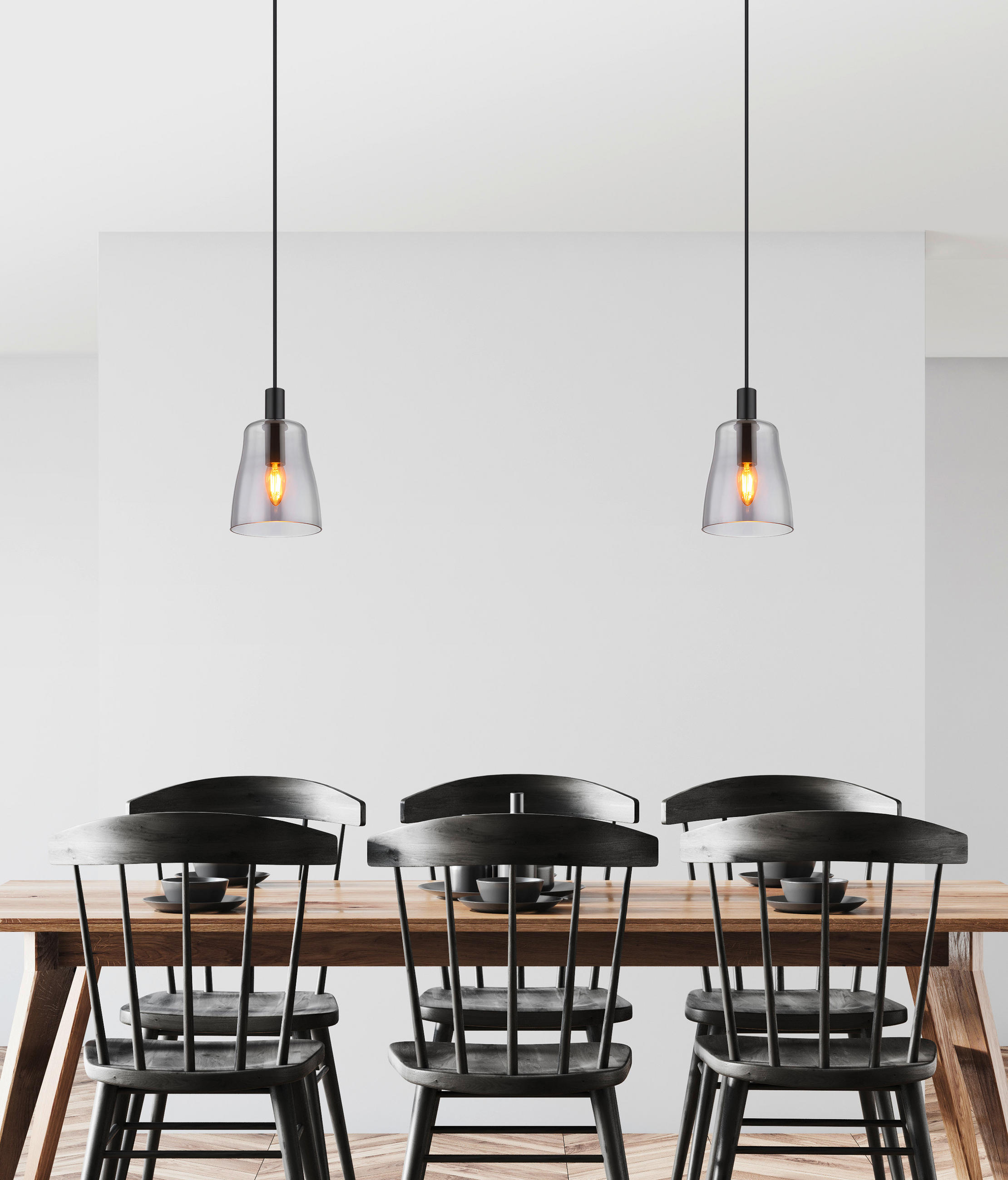 HÄNGELEUCHTE 14,5/120 cm   - Schwarz, Design, Glas/Metall (14,5/120cm) - Globo