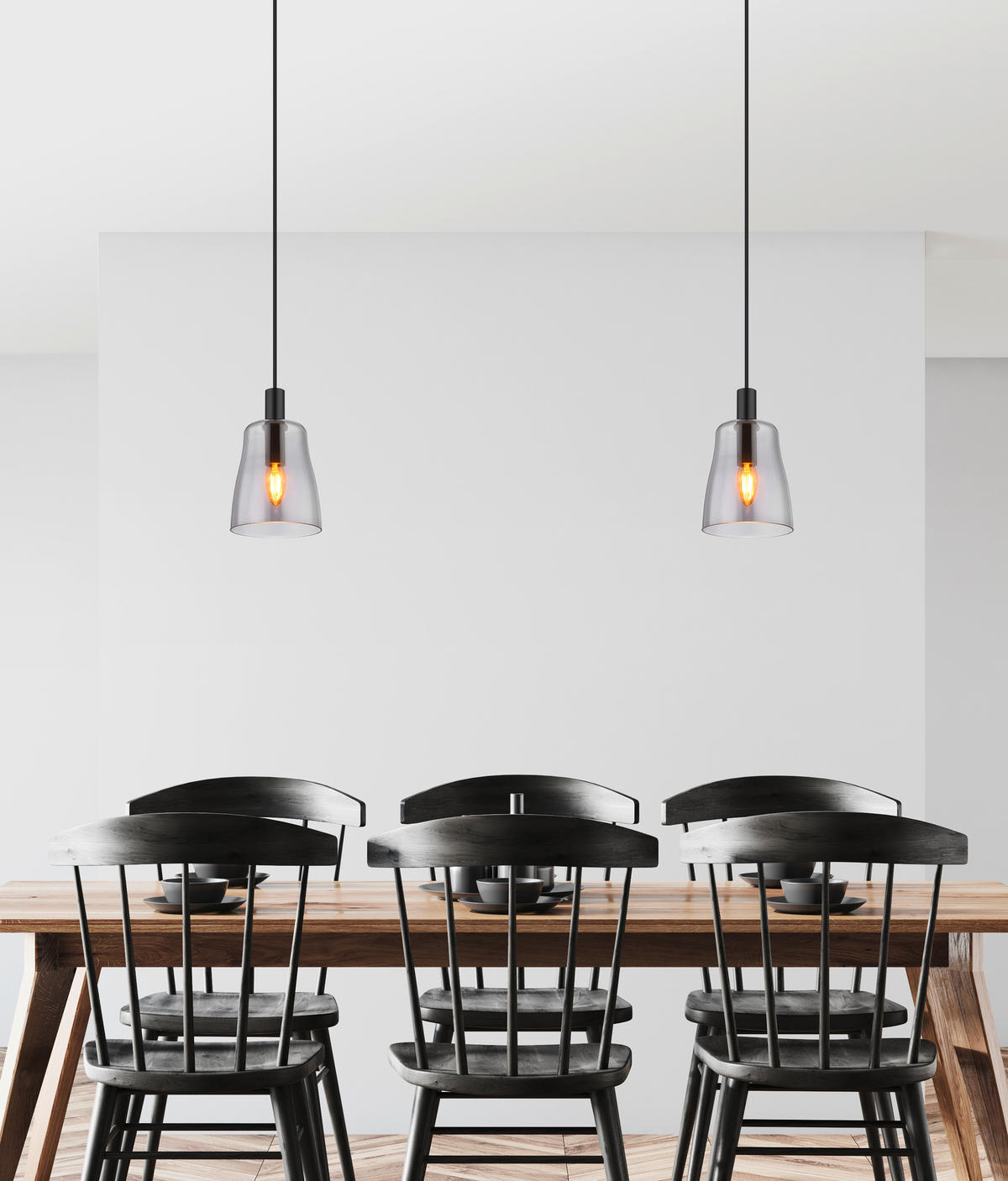HÄNGELEUCHTE 14,5/120 cm    - Schwarz, Design, Glas/Metall (14,5/120cm) - Globo