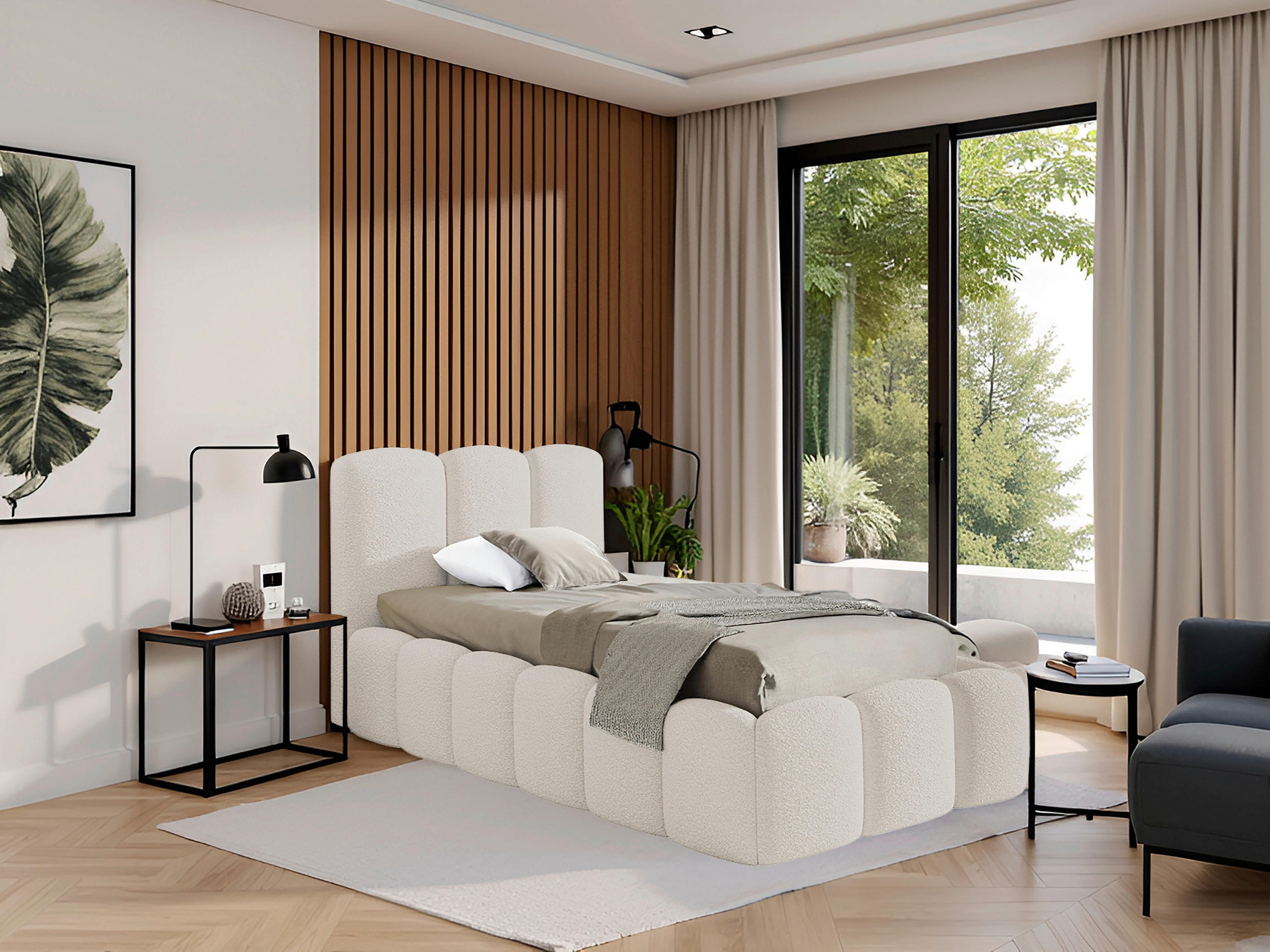 POLSTERBETT Lattenrost, Bettkasten Perlmutt 90/200 cm  - Perlmutt, MODERN, Holz/Textil (90/200cm) - Livetastic