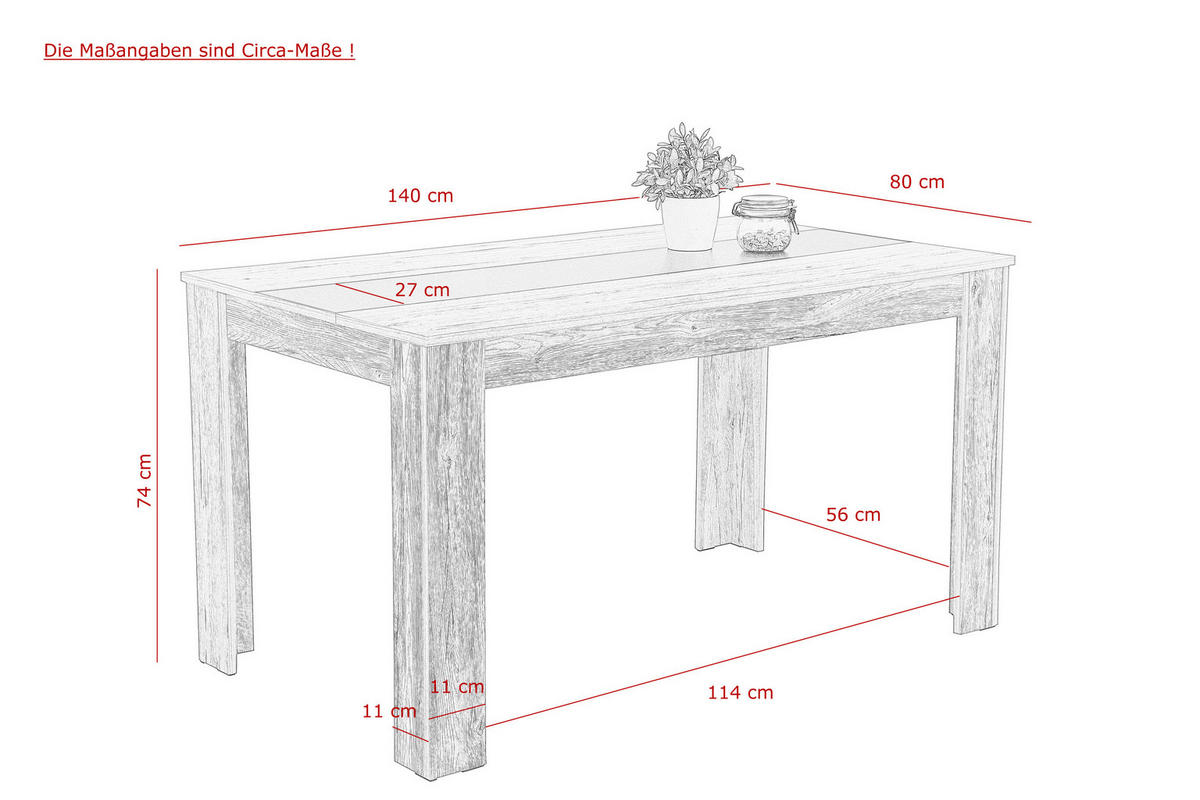 TISCHGRUPPE in Metall, Textil, Holzwerkstoff Grau  - Grau, MODERN, Holzwerkstoff/Textil (140/80/74cm) - MID.YOU