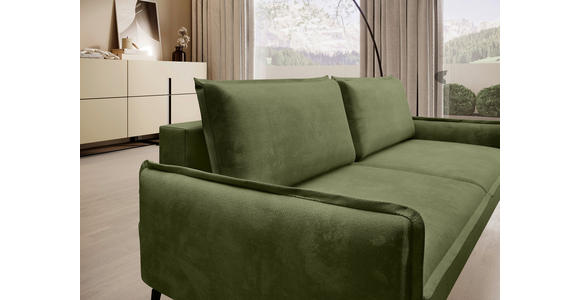SCHLAFSOFA in Chenille Olivgrün - Schwarz/Olivgrün, KONVENTIONELL, Textil/Metall (223/89/107cm) - Carryhome