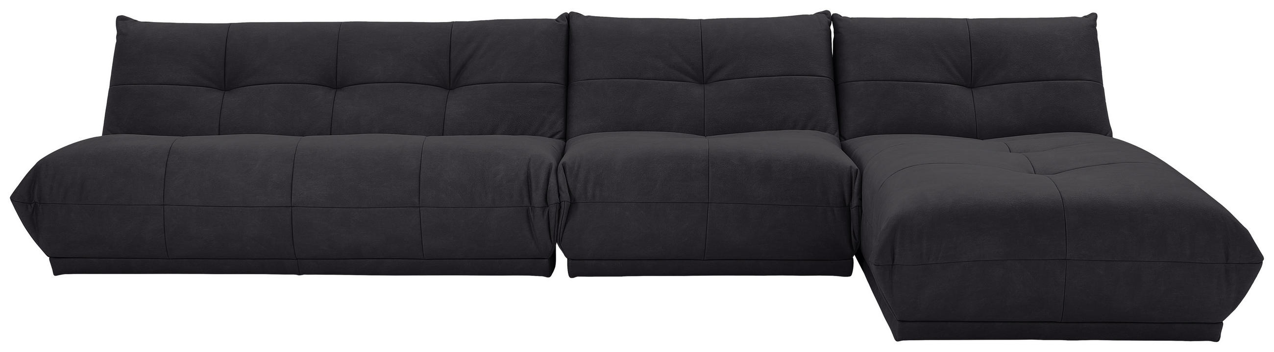 ECKSOFA Schwarz Lederlook  - Schwarz, Trend, Textil (390/185cm) - Livetastic