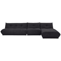 ECKSOFA Schwarz Lederlook  - Schwarz, Trend, Textil (390/185cm) - Livetastic