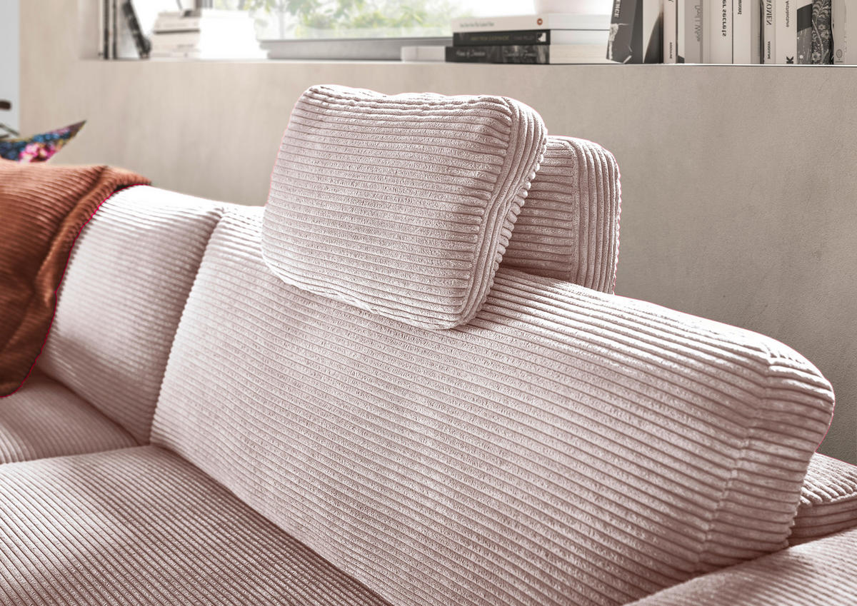 ECKSOFA in Cord Rosa  - Schwarz/Rosa, Design, Kunststoff/Textil (168/296cm) - Pure Home Lifestyle