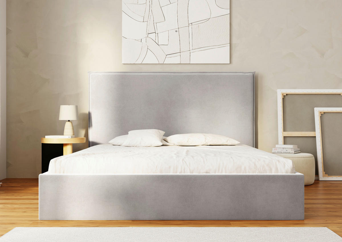 POLSTERBETT Lattenrost, Bettkasten 180/200 cm  in Creme  - Creme/Schwarz, Design, Holz/Textil (180/200cm) - Boxxx
