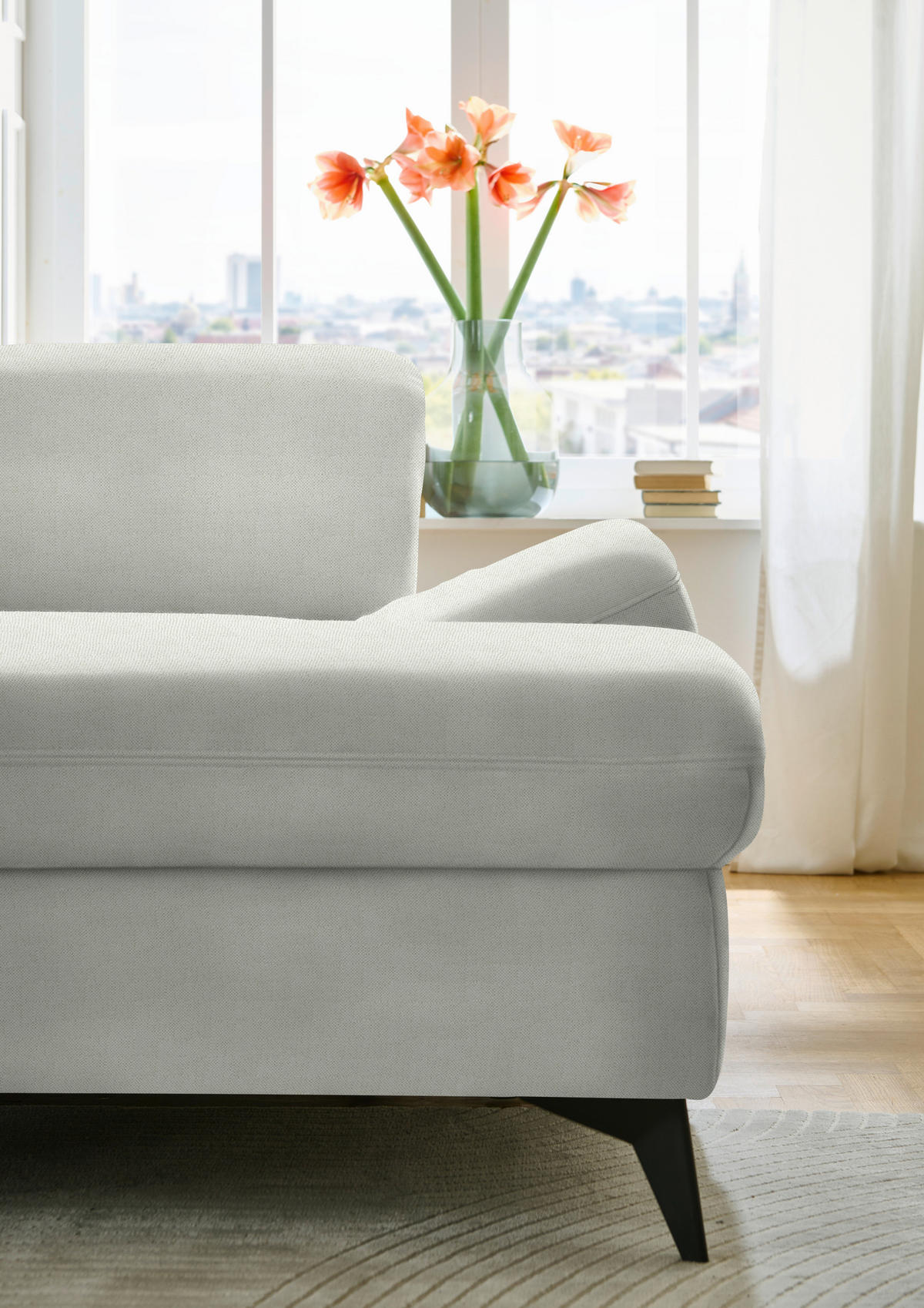 WOHNLANDSCHAFT Chenille Naturfarben  - Schwarz/Naturfarben, Design, Textil/Metall (255/364/198cm) - Beldomo Style