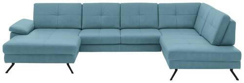 WOHNLANDSCHAFT in Lederlook, Mikrofaser Blau  - Blau/Schwarz, Design, Textil/Metall (345/220cm) - Beldomo System
