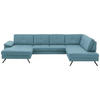 WOHNLANDSCHAFT in Lederlook, Mikrofaser Blau  - Blau/Schwarz, Design, Textil/Metall (345/220cm) - Beldomo System