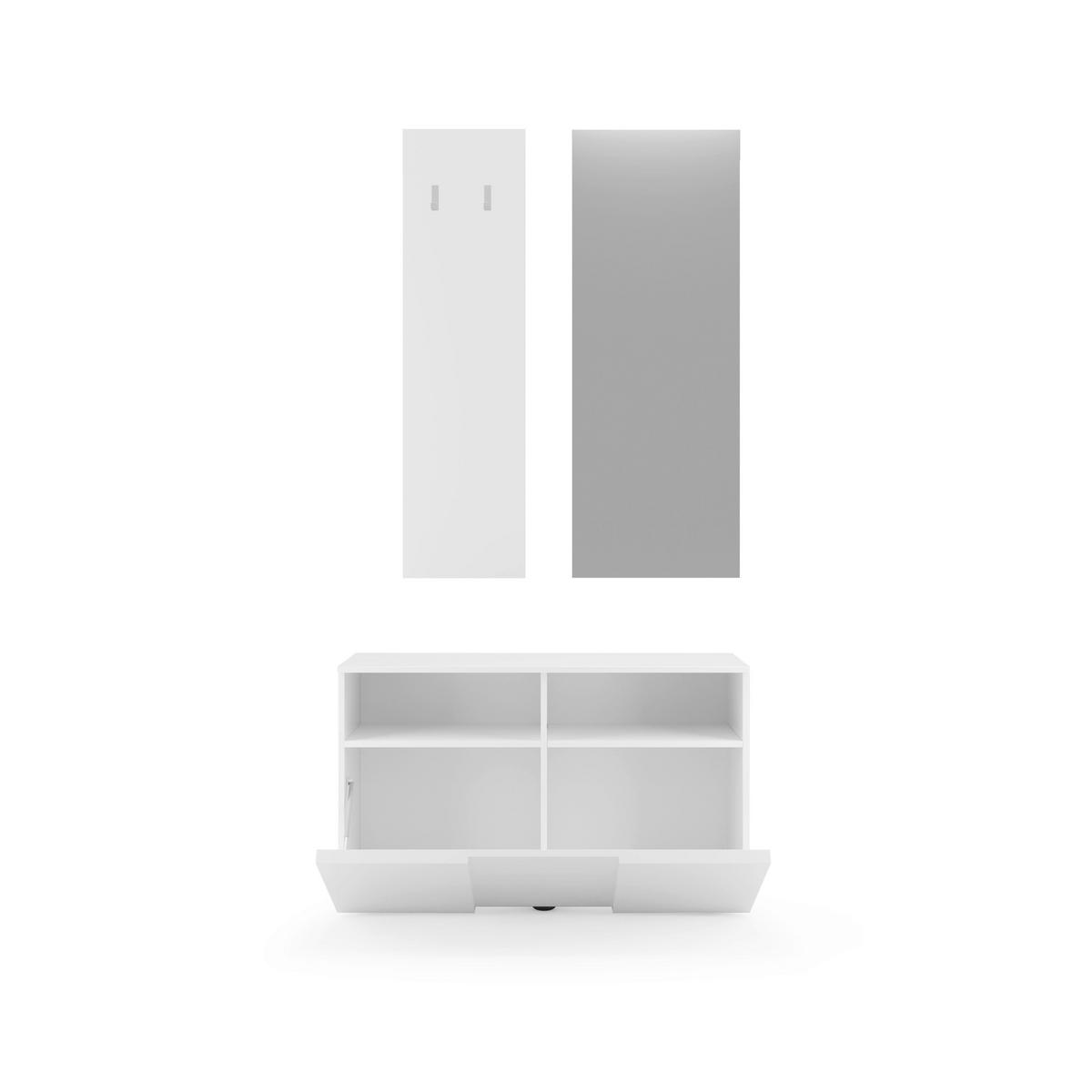 GARDEROBE 3-teilig  in 91/187/35 cm  - Weiß Hochglanz, Design, Holzwerkstoff (91/187/35cm) - MID.YOU