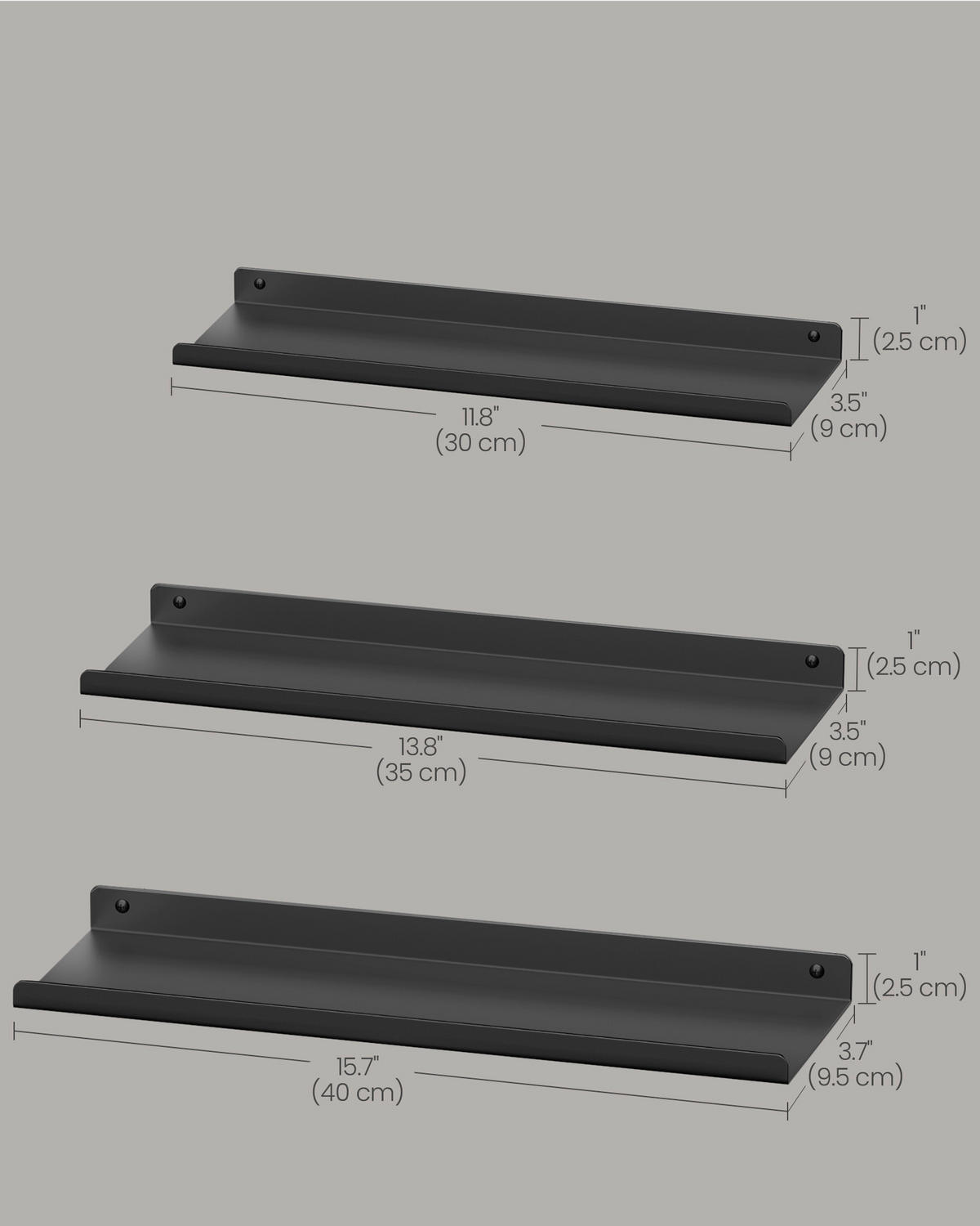 WANDREGALSET Schwarz  - Schwarz, Basics, Metall (40/2,5/9,5cm)