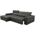 ECKSOFA DUA in Echtleder Anthrazit  170/293 cm  - Chromfarben/Anthrazit, Design, Leder/Metall (170/293cm) - Novel