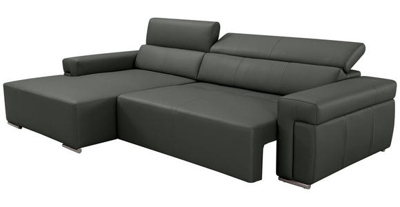 ECKSOFA DUA in Echtleder Anthrazit  170/293 cm  - Chromfarben/Anthrazit, Design, Leder/Metall (170/293cm) - Novel