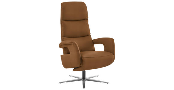 RELAXSESSEL in Leder Karamell  - Edelstahlfarben/Karamell, Design, Leder/Metall (76/119/86cm) - Dieter Knoll