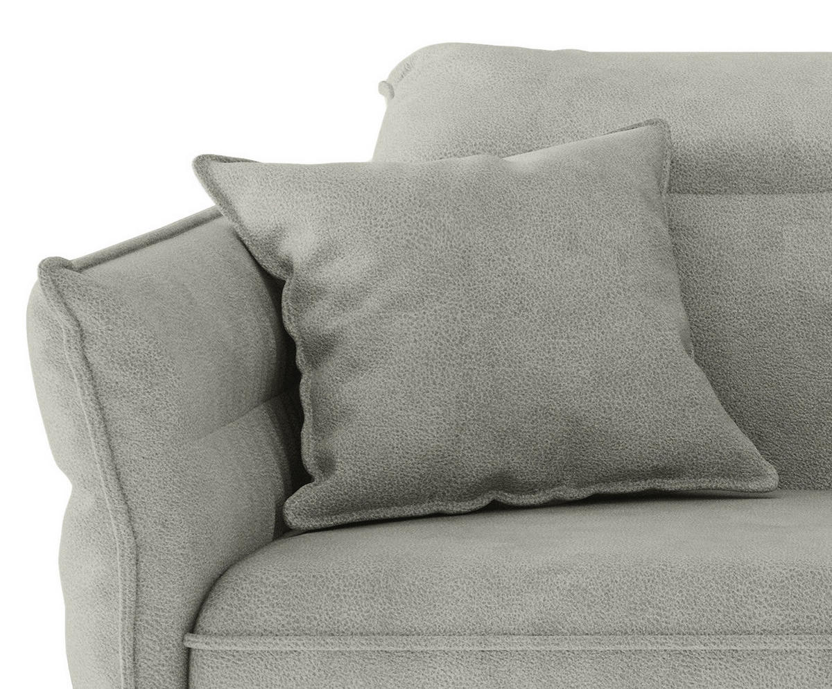 ECKSOFA in Flachgewebe Hellgrau  - Edelstahlfarben/Hellgrau, Design, Textil/Metall (265/185cm) - Livetastic