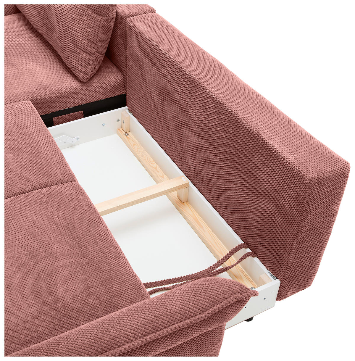 ECKSOFA in Chenille Altrosa  164/255 cm  - Schwarz/Altrosa, KONVENTIONELL, Textil/Metall (164/255cm) - Carryhome