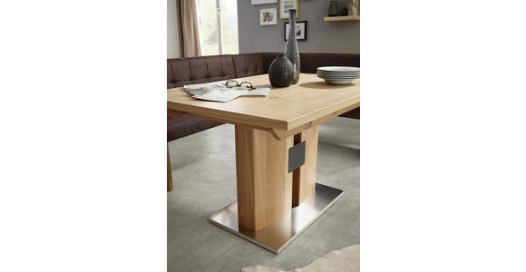 ESSTISCH Wildeiche furniert rechteckig Edelstahlfarben, Eichefarben - Edelstahlfarben/Eichefarben, KONVENTIONELL, Holz/Metall (130/90/76cm) - Dieter Knoll
