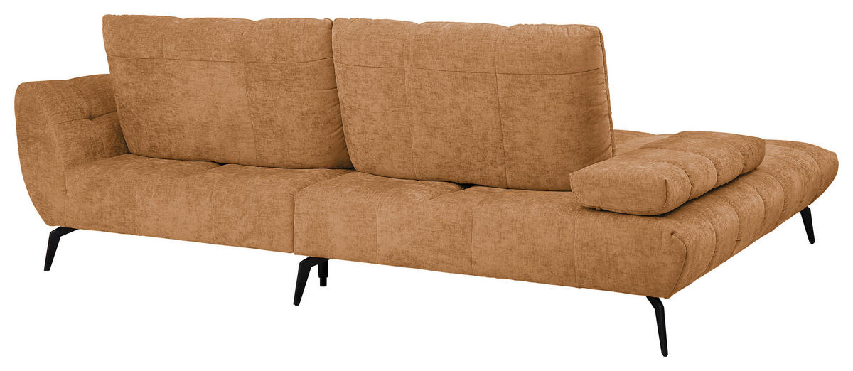 ECKSOFA Senfgelb Flachgewebe Rücken echt, Sitztiefenverstellung  - Senfgelb/Schwarz, KONVENTIONELL, Textil/Metall (211/273cm) - SetOne by Musterring