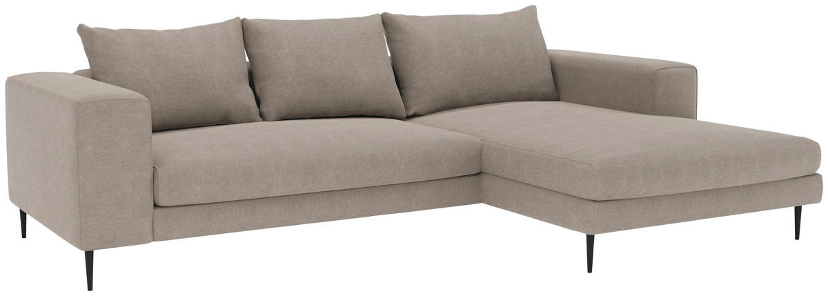 ECKSOFA in Struktur Taupe  - Taupe/Schwarz, Modern, Textil/Metall (275/170cm) - Trendmanufaktur