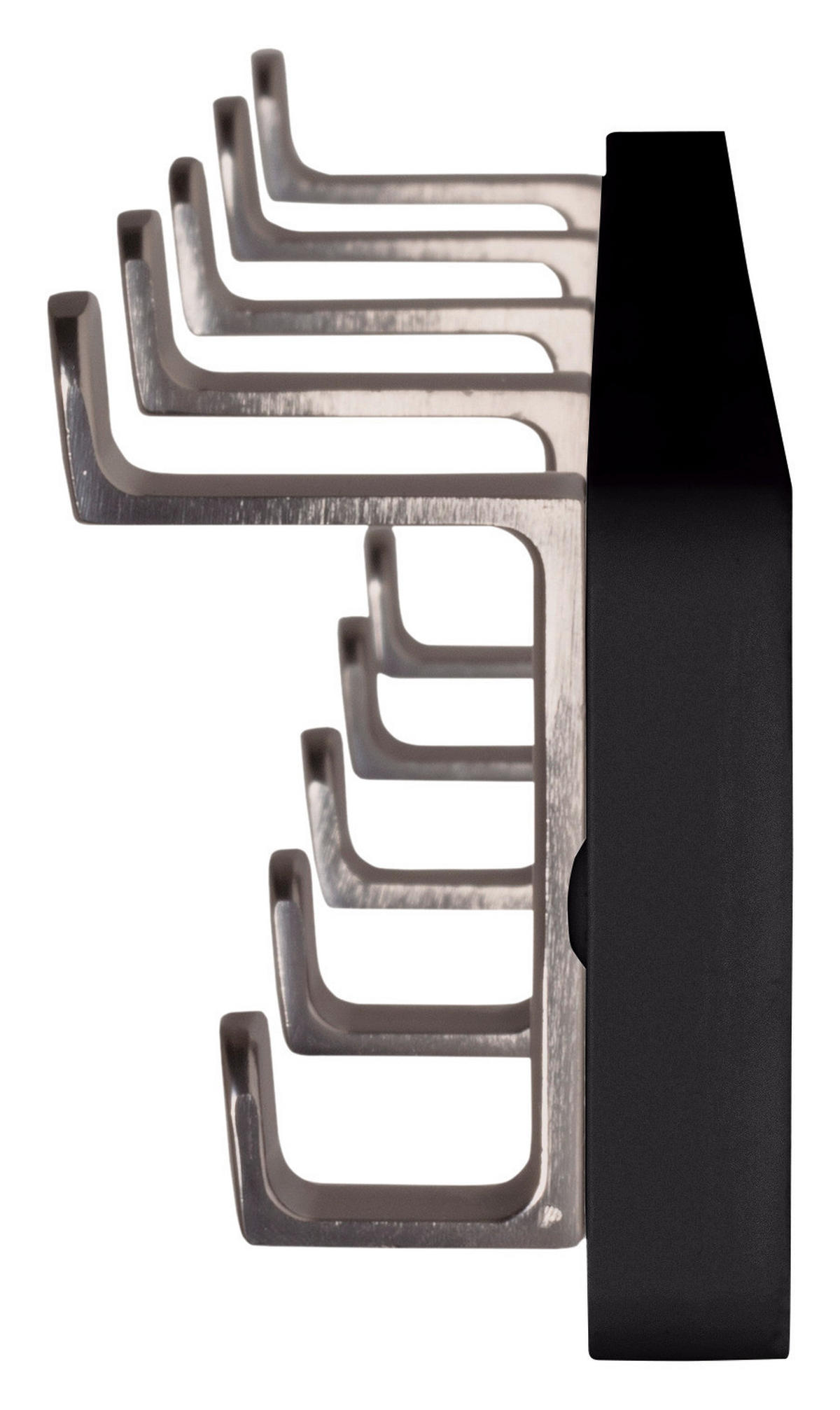 HAKENLEISTE  in Schwarz, Edelstahlfarben  - Edelstahlfarben/Schwarz, MODERN, Holzwerkstoff/Metall (55/7/6cm)