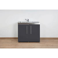 MINIKÜCHE  100/89/60 cm  in Schieferfarben  - Schieferfarben/Edelstahlfarben, Basics, Metall (100/89/60cm)