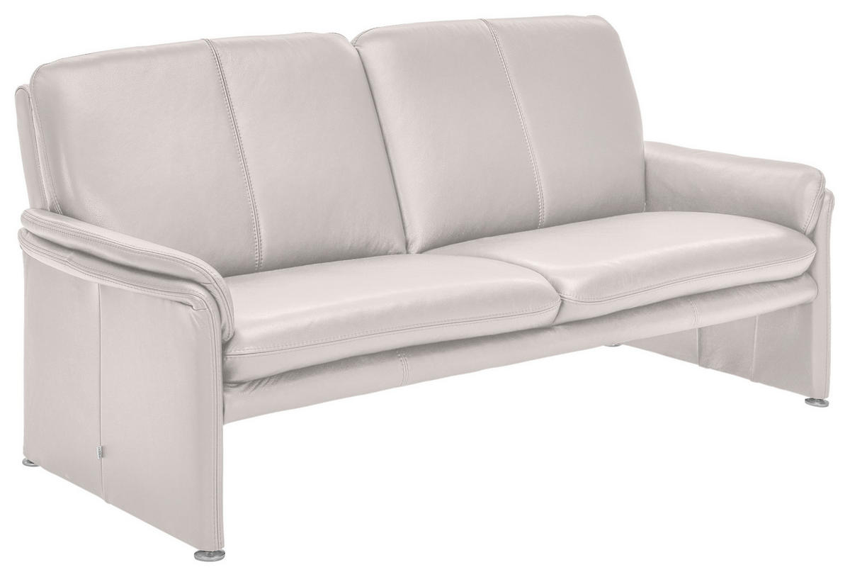 2-SITZER-SOFA Hellgrau Echtleder  - Chromfarben/Hellgrau, KONVENTIONELL, Leder/Metall (158/90/86cm) - Celina Home