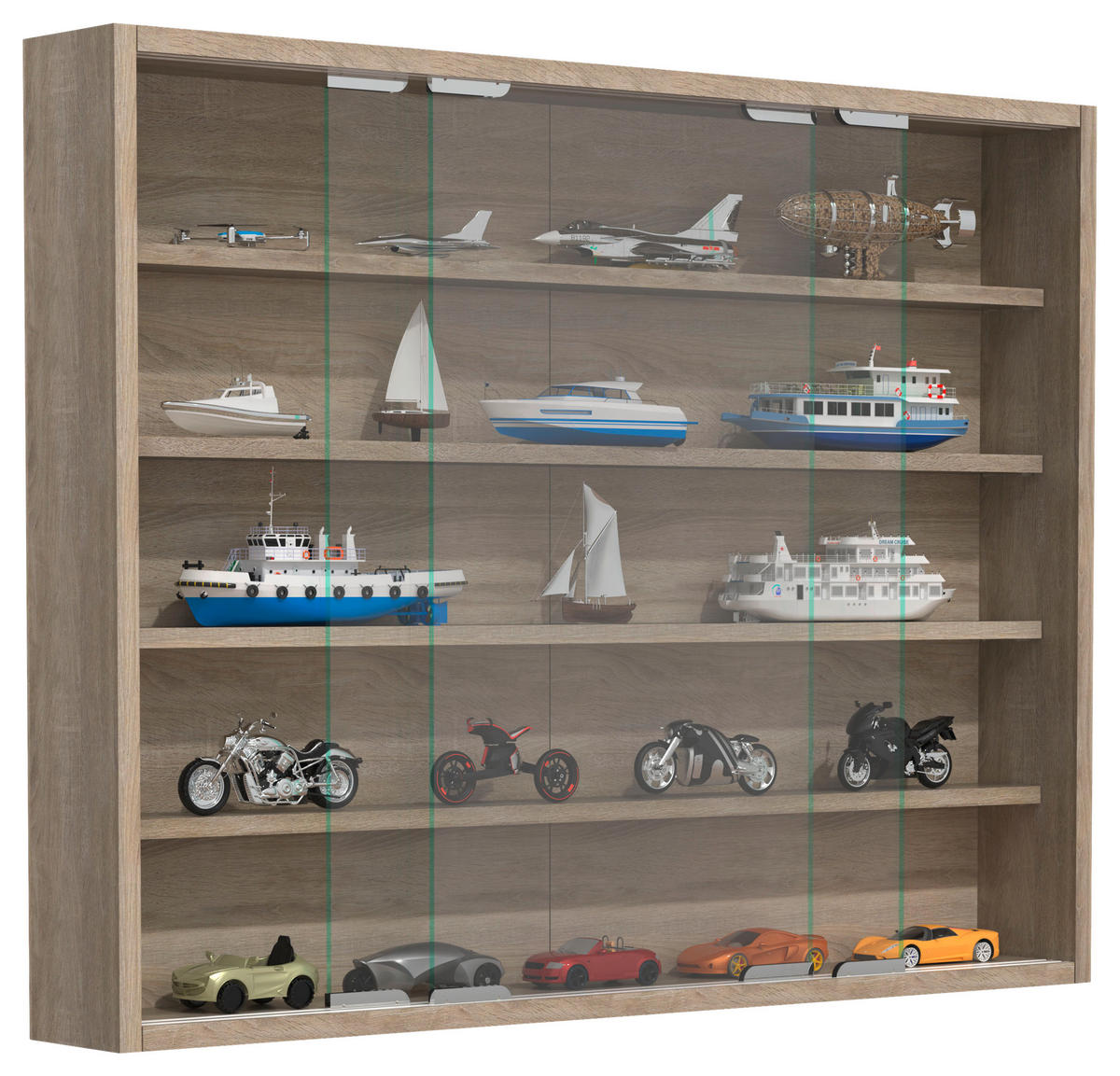 HÄNGEVITRINE in Sonoma Eiche  - Silberfarben/Sonoma Eiche, Modern, Glas/Holzwerkstoff (77/60/10cm) - MID.YOU