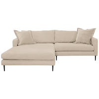 ECKSOFA in Cord Creme  - Creme/Schwarz, Design, Textil/Metall (193/268cm) - P & B