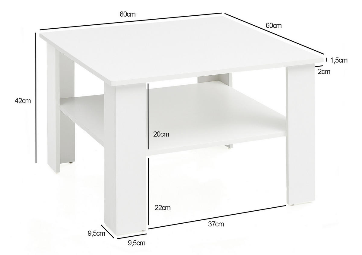COUCHTISCH in Holzwerkstoff 60/60/42 cm  - Weiß, KONVENTIONELL, Holzwerkstoff (60/60/42cm) - MID.YOU