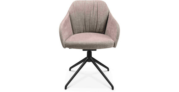 ARMLEHNSTUHL  in Aluminium Velours  - Ecru/Schwarz, Design, Textil/Metall (58/81,5-84,5/60cm) - Johann Jakob