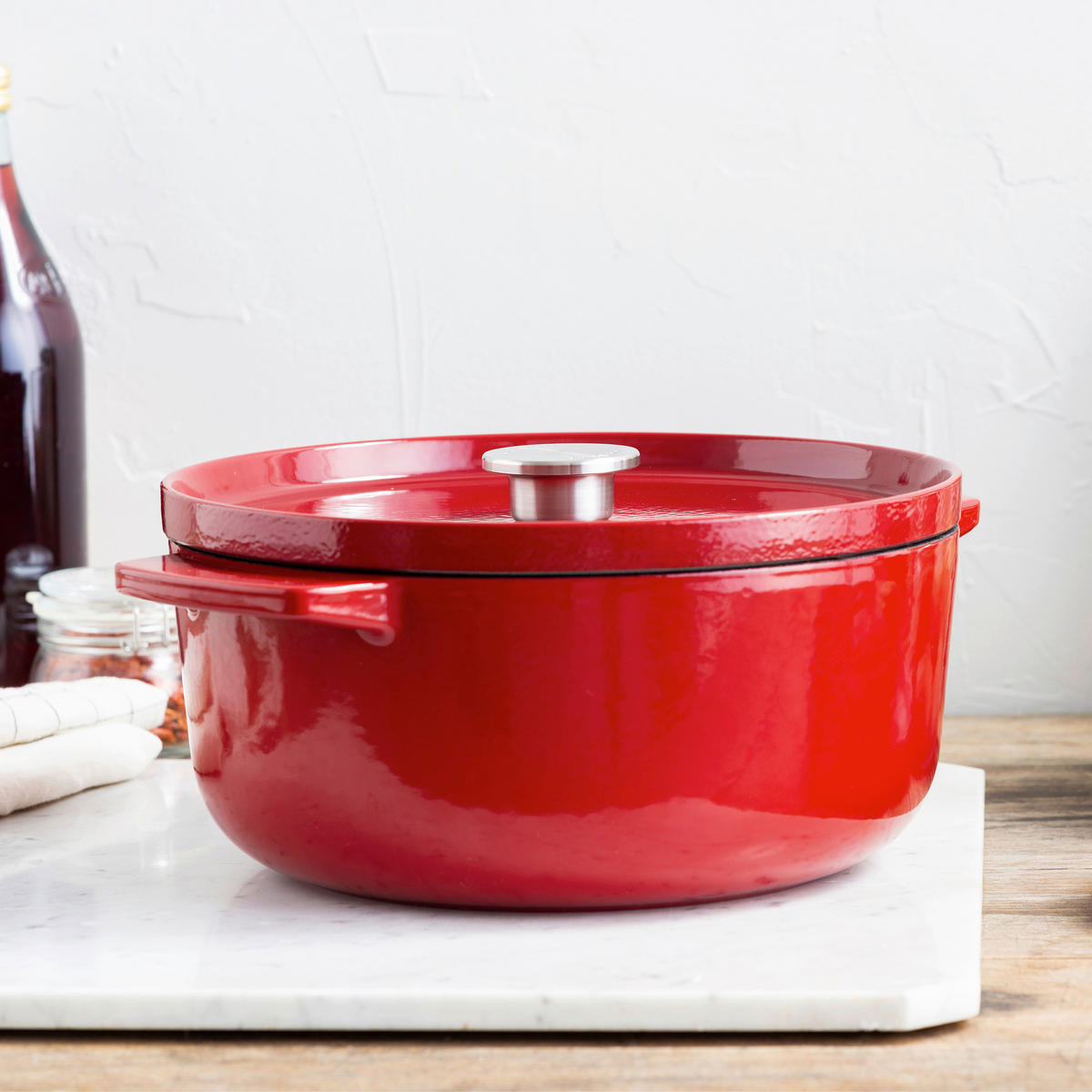 BRÄTER Cast Iron  - Rot/Creme, Basics, Metall (5.2l) - Kitchenaid