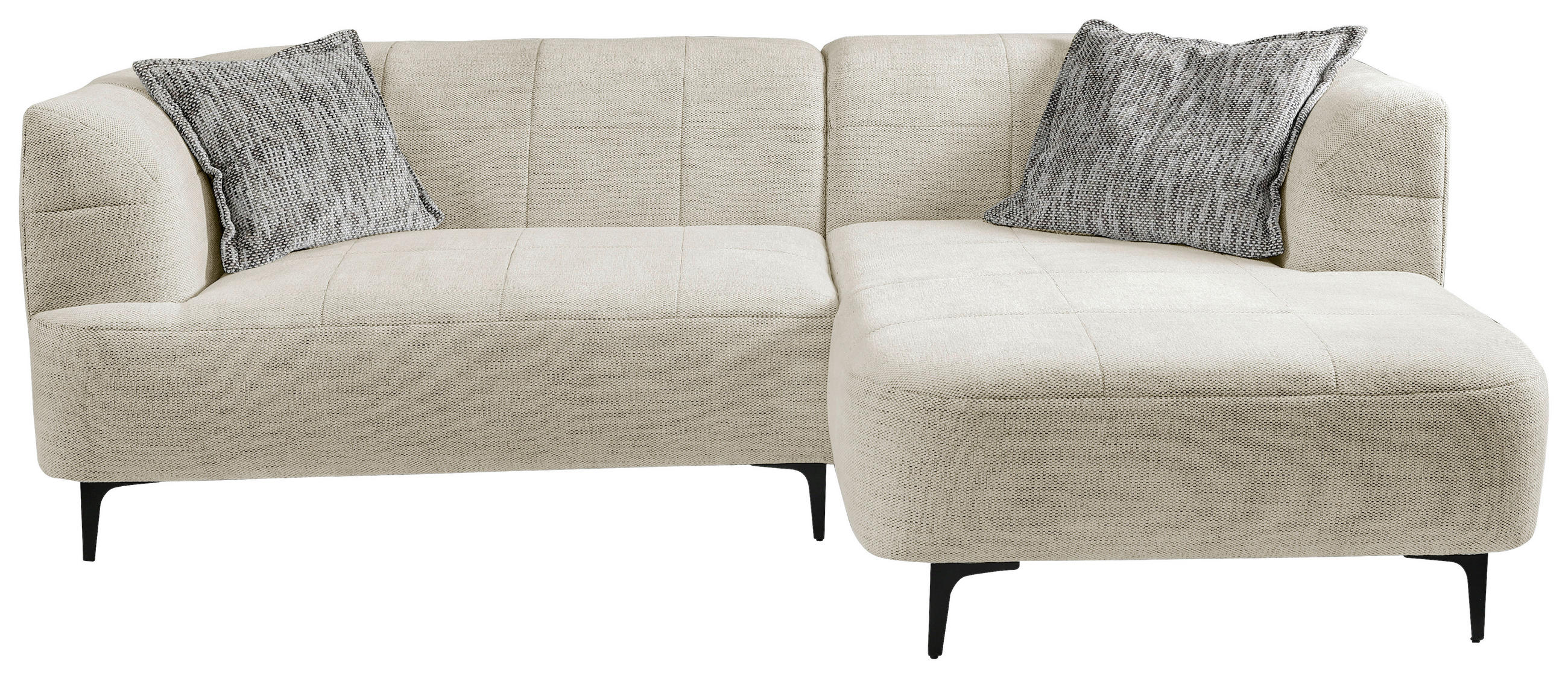 ECKSOFA Creme Struktur  - Creme/Schwarz, Design, Textil/Metall (247/158cm) - MID.YOU