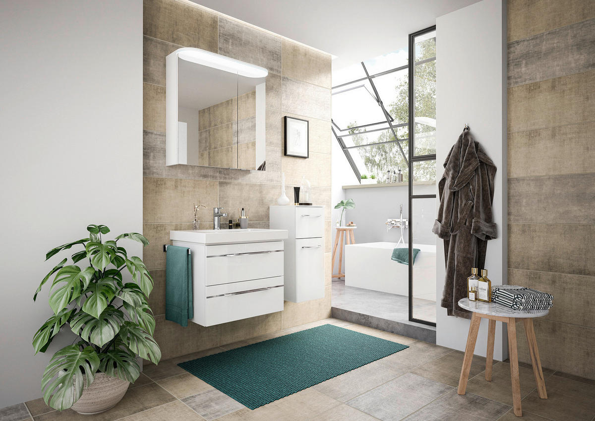 BADEZIMMER 4-teilig  in 100 cm  - Chromfarben/Weiß Hochglanz, KONVENTIONELL, Glas/Holzwerkstoff (100cm) - Pelipal