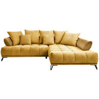 ECKSOFA Currygelb Chenille Zierkissen, Rückenkissen, Rücken echt  - Currygelb/Schwarz, MODERN, Textil/Metall (262/184cm) - MID.YOU
