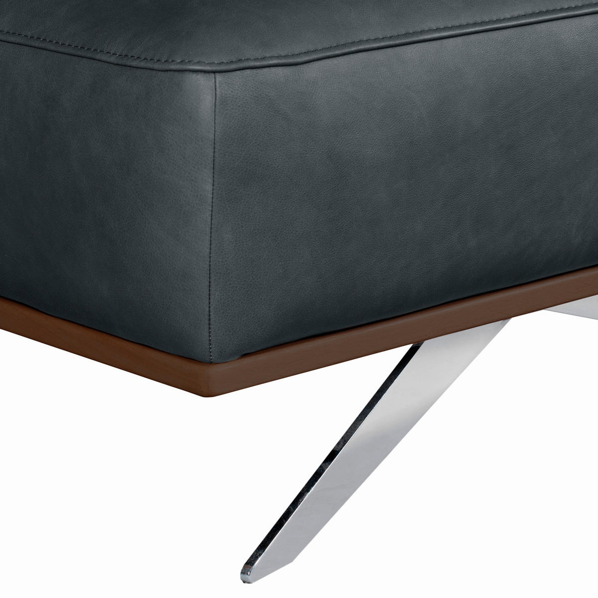 HOCKER Leder Blau  - Chromfarben/Blau, Design, Leder/Metall (95/46/80cm) - Livetastic