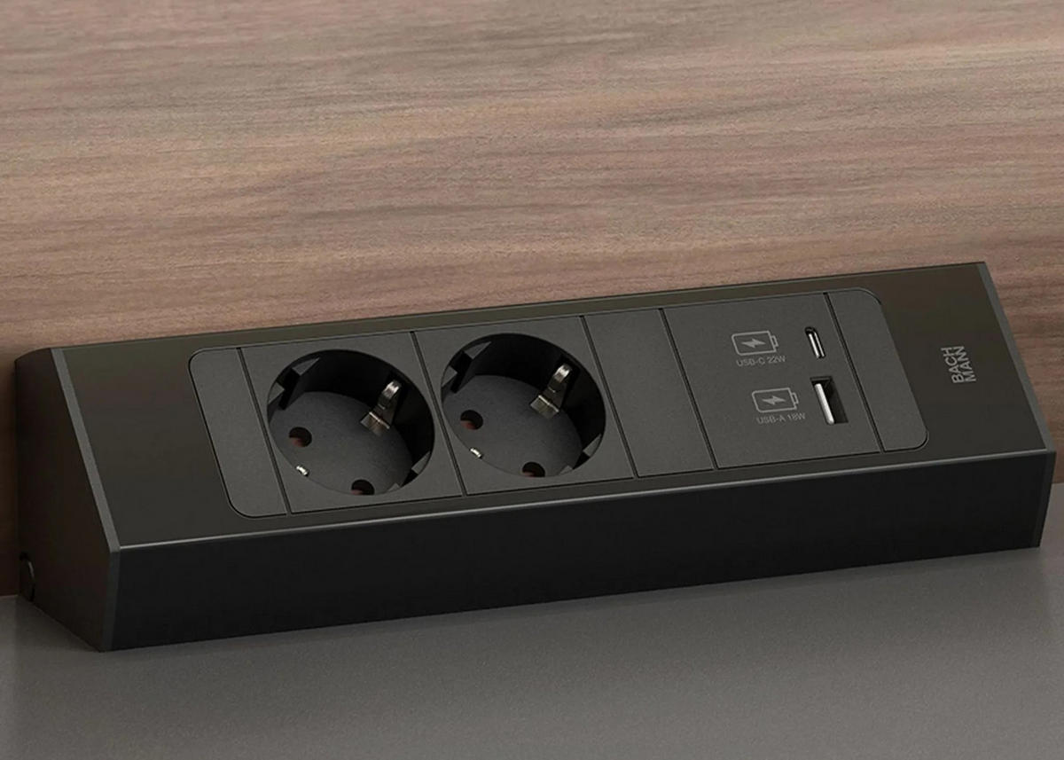 STECKDOSENELEMENT - Schwarz, Basics, Kunststoff (23,5/7,8/7,8cm) - HKT