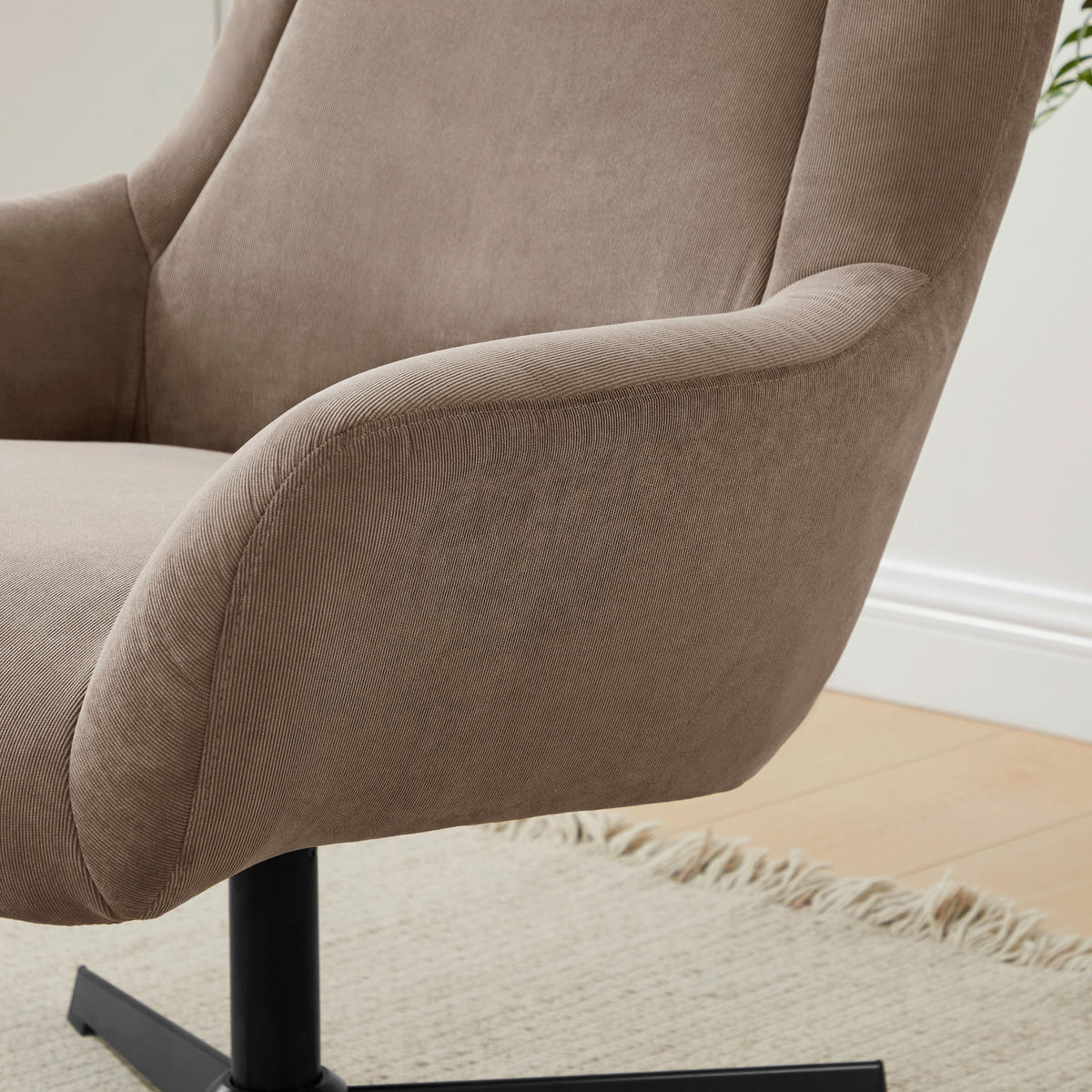 SESSELSET in Cord Braun  - Schwarz/Braun, MODERN, Textil/Metall (82/106/85cm) - Livetastic