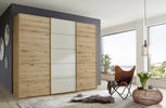 SCHWEBETÜRENSCHRANK 250/236/67 cm 3-türig  - Eiche Bianco/Champagner, Natur, Glas/Holz (250/236/67cm) - Linea Natura