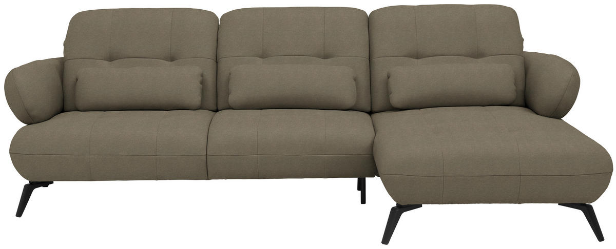 ECKSOFA Flachgewebe Braun  - Schwarz/Braun, Design, Textil/Metall (282/189cm) - Novel