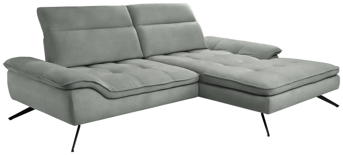 ECKSOFA in Webstoff Grau  288/179-202 cm  - Schwarz/Grau, Design, Textil/Metall (288/179-202cm) - Stylife