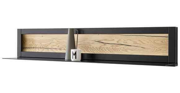 WANDBOARD  150/28/25 cm  - Eichefarben/Schwarz, Design, Glas/Holzwerkstoff (150/28/25cm) - Novel