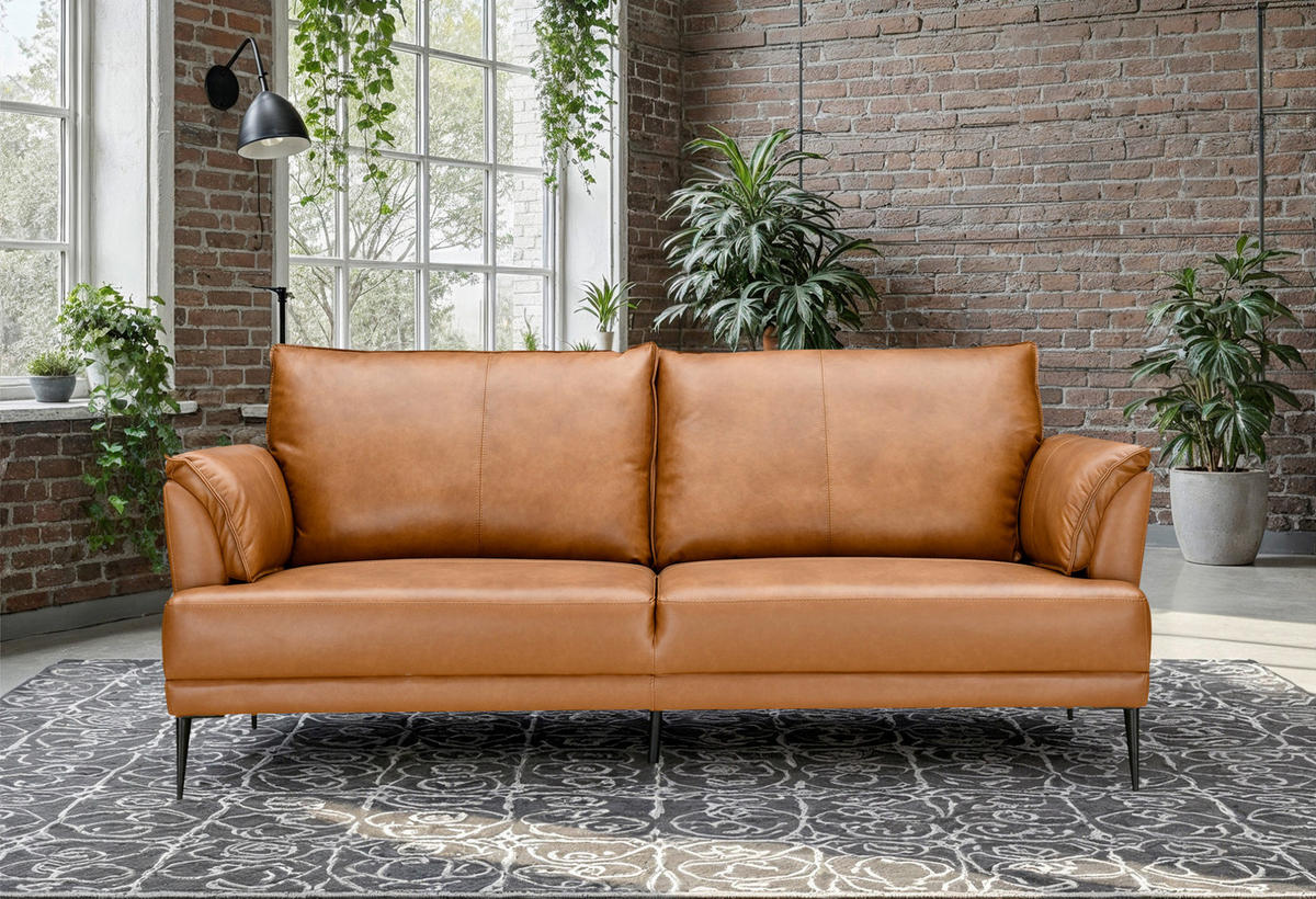 DVOSJED drvo, tekstil, koža  konjak    - konjak/crna, Design, koža/drvo (195/87/90cm) - MID.YOU