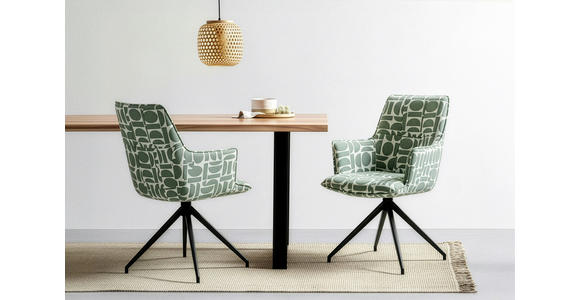 ARMLEHNSTUHL  Sitzfläche 360° drehbar, automatische Rückholfunktion Jacquard  - Schwarz/Weiß, Design, Textil/Metall (59/89,5/63cm) - Novel