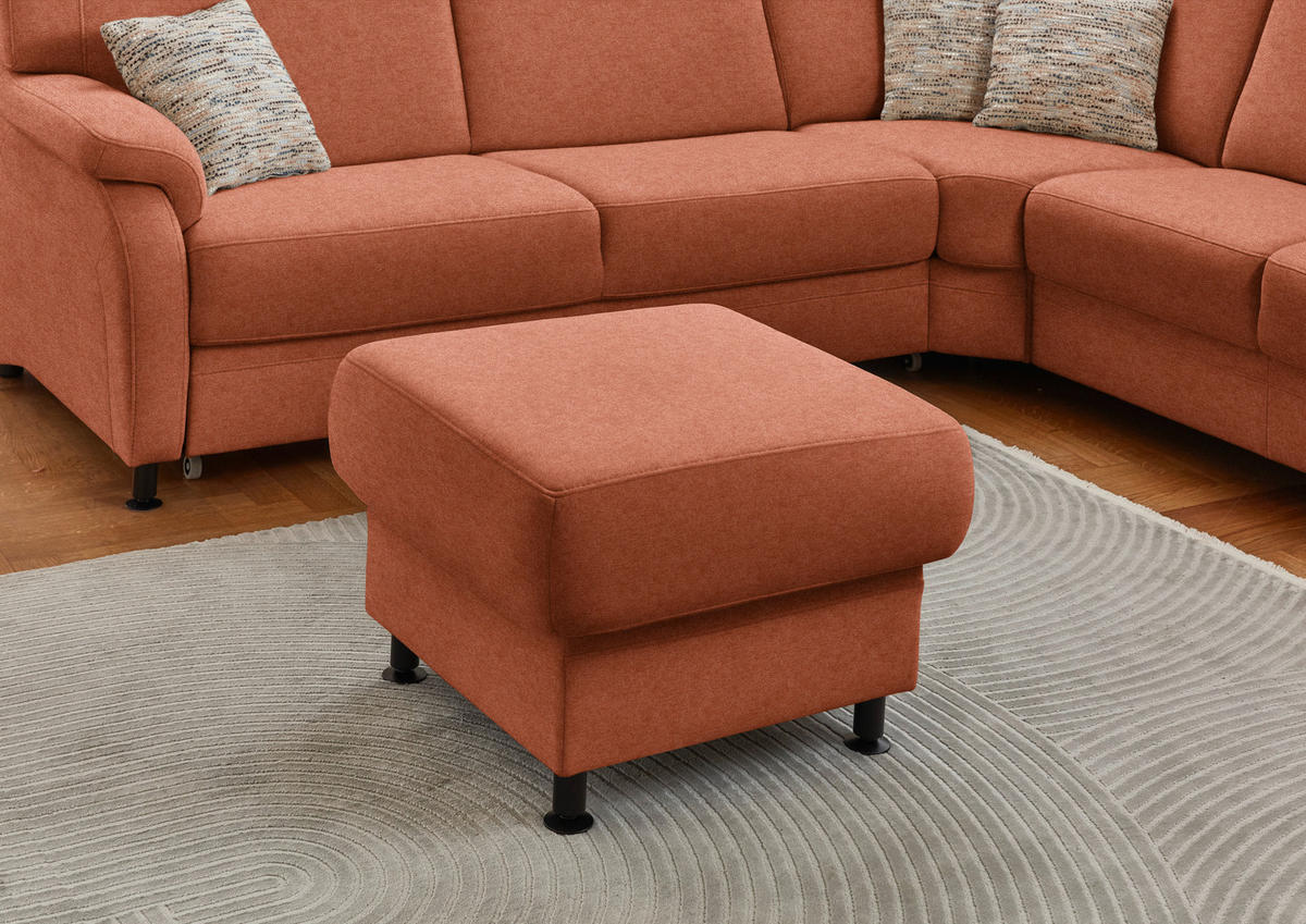 ECKSOFA Flachgewebe Rostfarben  - Rostfarben/Schwarz, Konventionell, Textil/Metall (269/287cm) - Beldomo System
